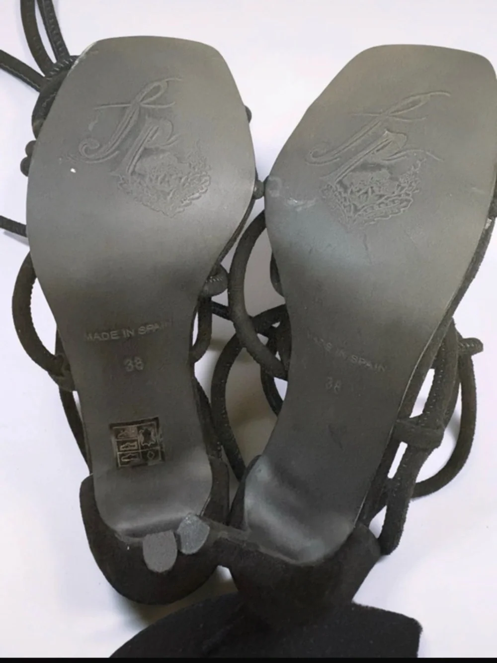 Free People Black Suede Strappy Heel Sandals Size 38